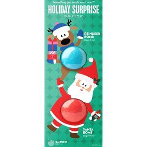 New Holiday Surprise Bath Bomb Reindeer Gum Drop & Santa Sugar Plum DA BOMB Set